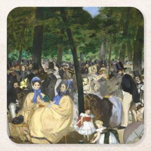 Posavasos Cuadrado De Papel Edouard Manet - Música en los jardines de las Tull