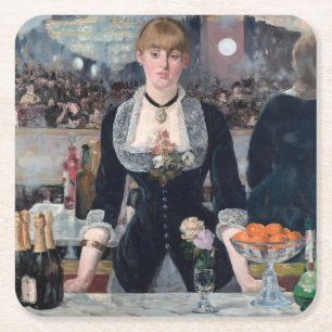 Posavasos Cuadrado De Papel Edouard Manet - Un bar en el Folies-Bergere