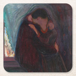 Posavasos Cuadrado De Papel Edvard Munch - El beso