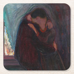 Posavasos Cuadrado De Papel Edvard Munch - El beso
