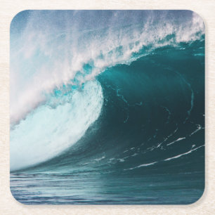 Posavasos Cuadrado De Papel EE. UU., Hawái, Oahu, Olas grandes