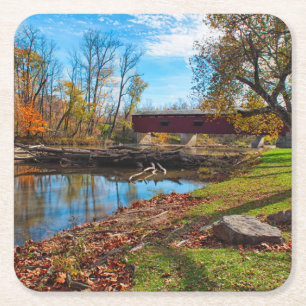 Posavasos Cuadrado De Papel EE.UU., Indiana, Cataract cae de la recreación es