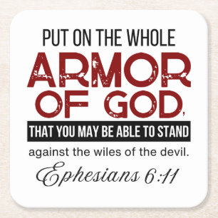 Posavasos Cuadrado De Papel Efesios 6:11 Pon toda la armadura de Dios