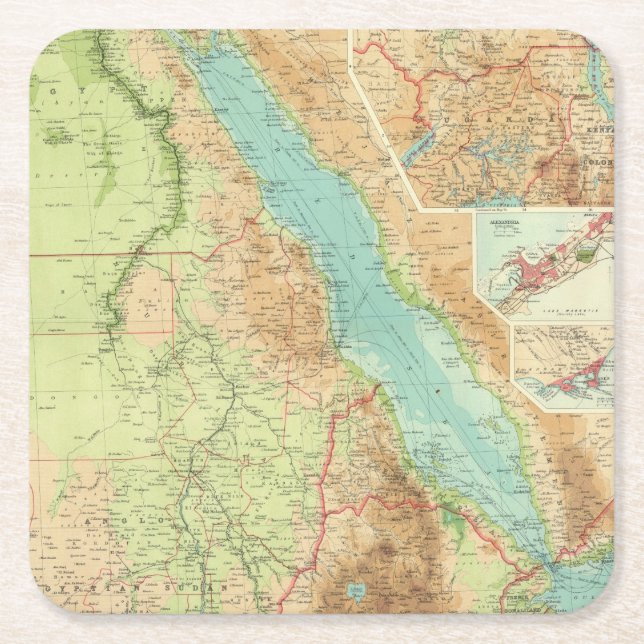 Posavasos Cuadrado De Papel Egipto y el Nilo (Anverso)