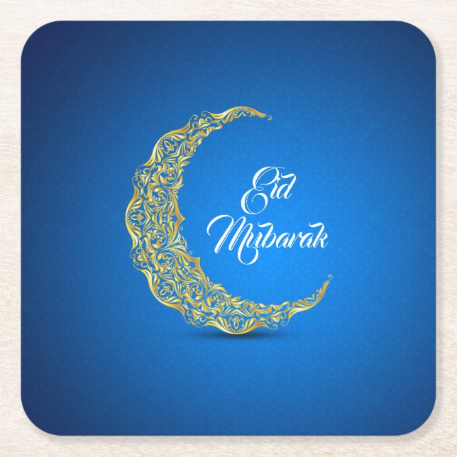 Posavasos Cuadrado De Papel Eid Mubarak / Ramadán (Anverso)