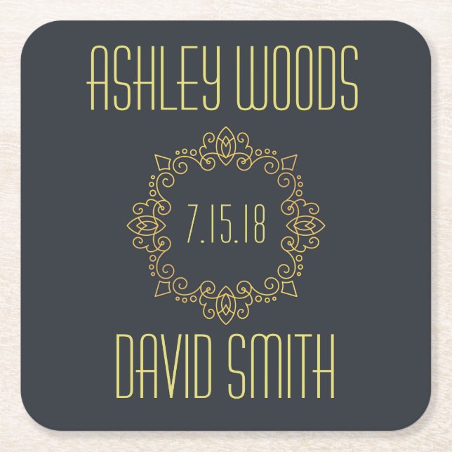 Posavasos Cuadrado De Papel El Amarillo Negro Salva La Pascua De Fechas (Anverso)