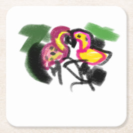 Posavasos Cuadrado De Papel El amor de Flaming