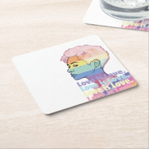 Posavasos Cuadrado De Papel El amor es amor