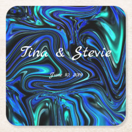 Posavasos Cuadrado De Papel El amor es azul