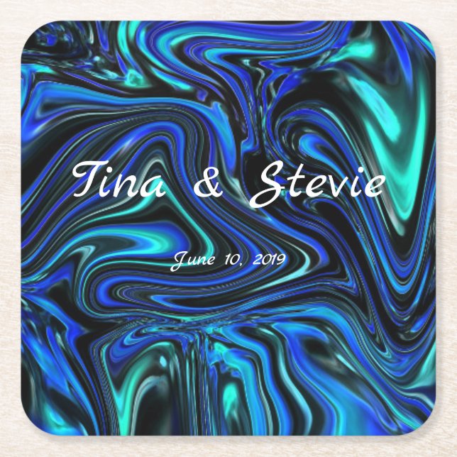 Posavasos Cuadrado De Papel El amor es azul (Anverso)