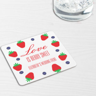 Posavasos Cuadrado De Papel El amor es una fruta dulce Bridal Shower