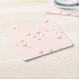 Posavasos Cuadrado De Papel El amor está en el aire de los corazones rosados