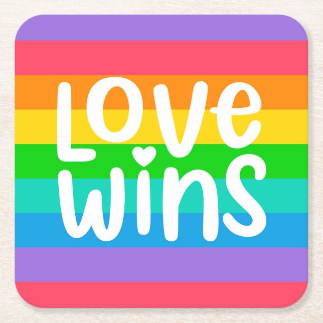 Posavasos Cuadrado De Papel El amor gana (Anverso)