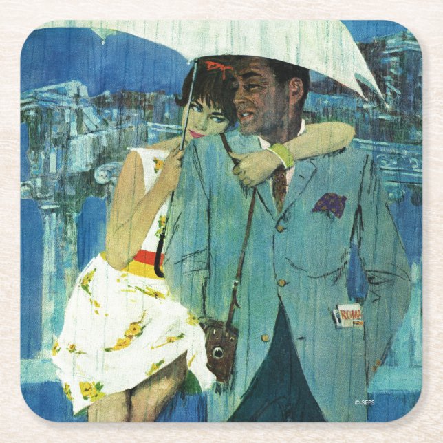 Posavasos Cuadrado De Papel El amor llega a la Srta. Lucas (Anverso)