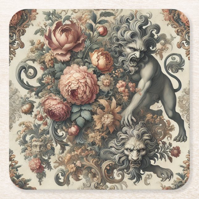 Posavasos Cuadrado De Papel El ápice arcano - Floral mítica (Anverso)