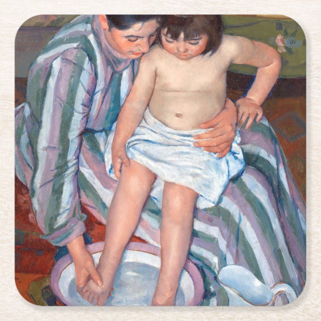 Posavasos Cuadrado De Papel El baño del niño, Mary Cassatt (Anverso)