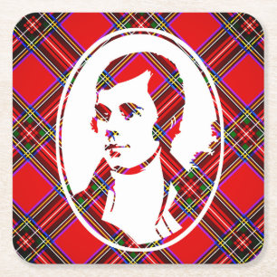 Posavasos Cuadrado De Papel El Bard Robbie de la Escocia Tartán arde