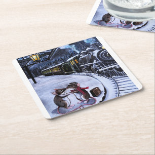 Posavasos Cuadrado De Papel El beso de despedida Pintura de Alfred Fox
