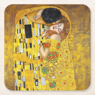Posavasos Cuadrado De Papel  el beso - Gustav Klimt  