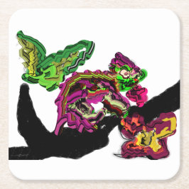 Posavasos Cuadrado De Papel El bosque lluvioso Chameleon divertido