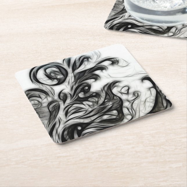 Posavasos Cuadrado De Papel El brillante inverso floral (En perspectiva)