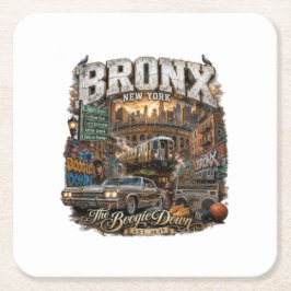 Posavasos Cuadrado De Papel El Bronx Nueva York Boogie Down Collage Urbano