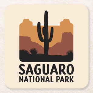 Posavasos Cuadrado De Papel El Cactus de Saguaro