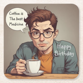 Posavasos Cuadrado De Papel El Café Es La Mejor Medicina