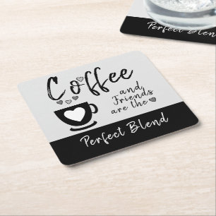 Posavasos Cuadrado De Papel El café y los amigos combinan perfectamente el neg