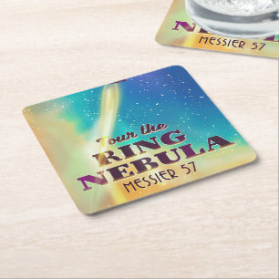 Posavasos Cuadrado De Papel El cartel de viaje espacial de la Nebulosa del Ani