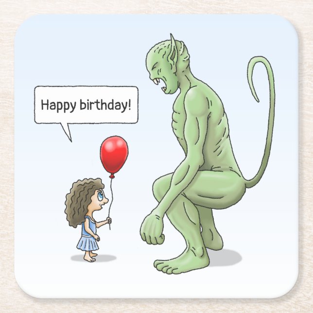 Posavasos Cuadrado De Papel El Chica y Goblin (Anverso)