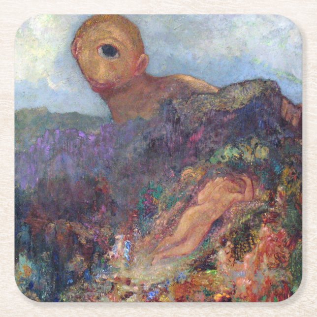 Posavasos Cuadrado De Papel El Cíclope, Redon, 1898-1900 (Anverso)