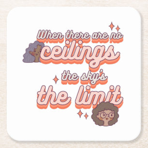 Posavasos Cuadrado De Papel El cielo es el límite Retro rosa de los derechos