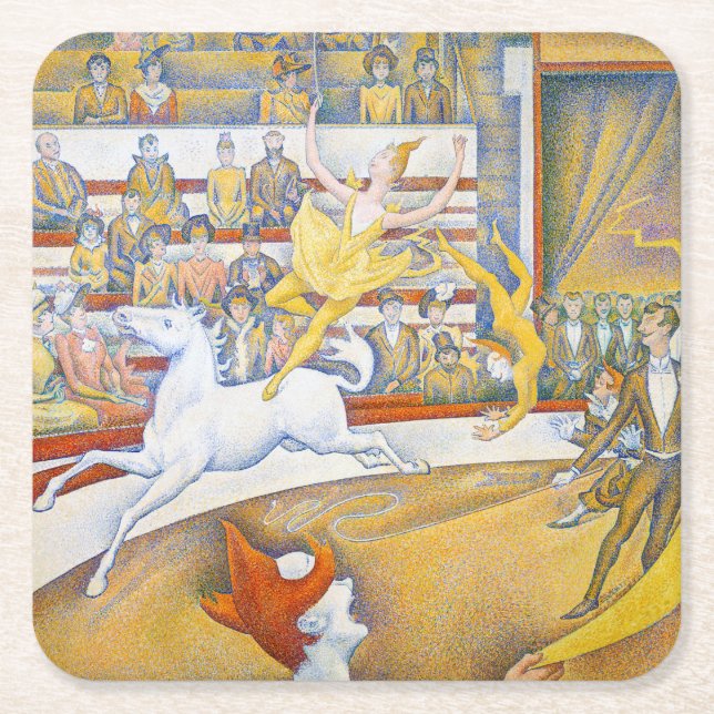 Posavasos Cuadrado De Papel El circo, Seurat (Anverso)