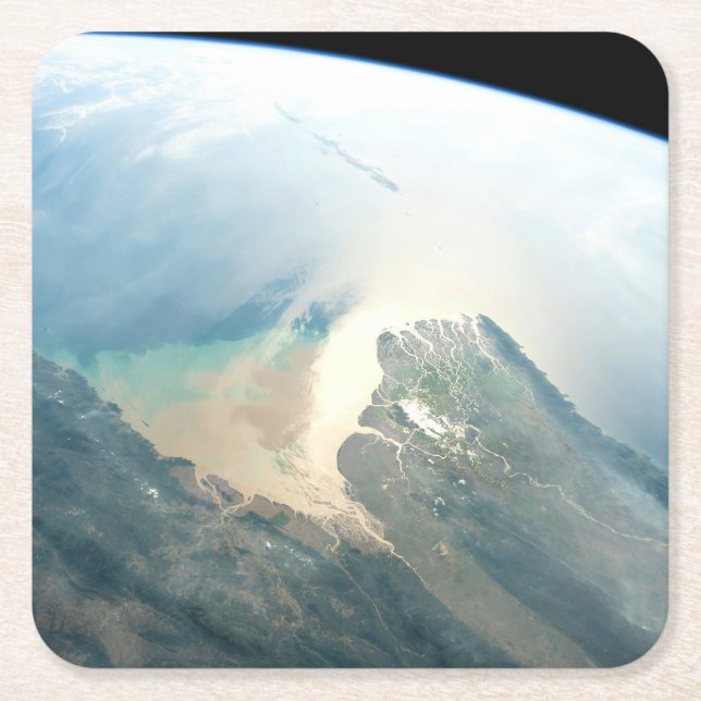 Posavasos Cuadrado De Papel El Delta Del Río Irrawaddy En Birmania (Myanmar). (Anverso)