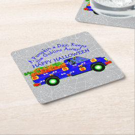 Posavasos Cuadrado De Papel El Día de la Calabaza de Camiones de Halloween man