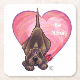 Posavasos Cuadrado De Papel El día de San Valentín de perro de Hound