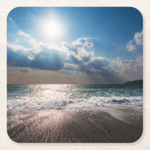 Posavasos Cuadrado De Papel El día pasado en la playa