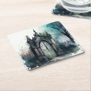 Posavasos Cuadrado De Papel El diseño de la serie de portones del cementerio g