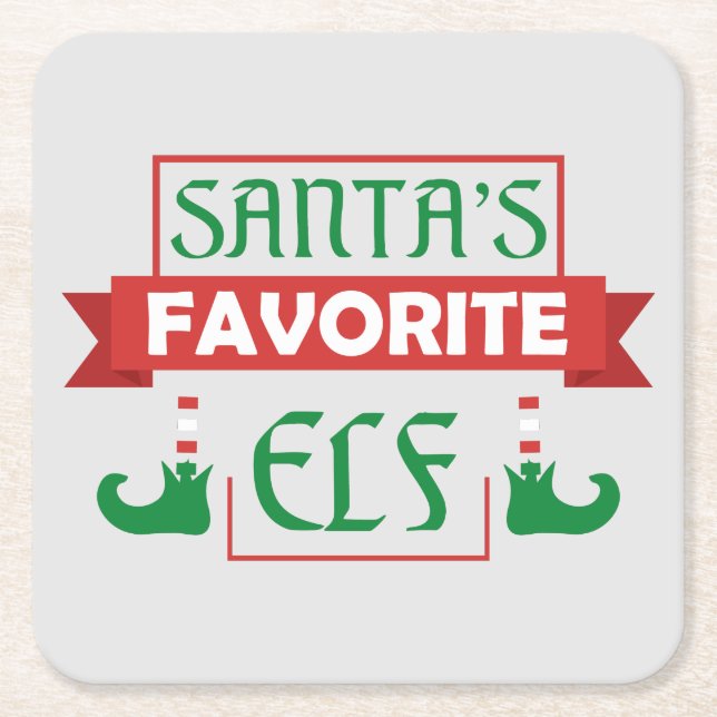 Posavasos Cuadrado De Papel El elfo favorito de Santa (Anverso)