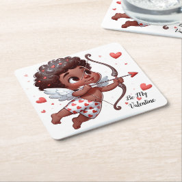 Posavasos Cuadrado De Papel El encanto de Cupido es mi San Valentín