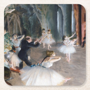 Posavasos Cuadrado De Papel El ensayo en escena, Edgar Degas