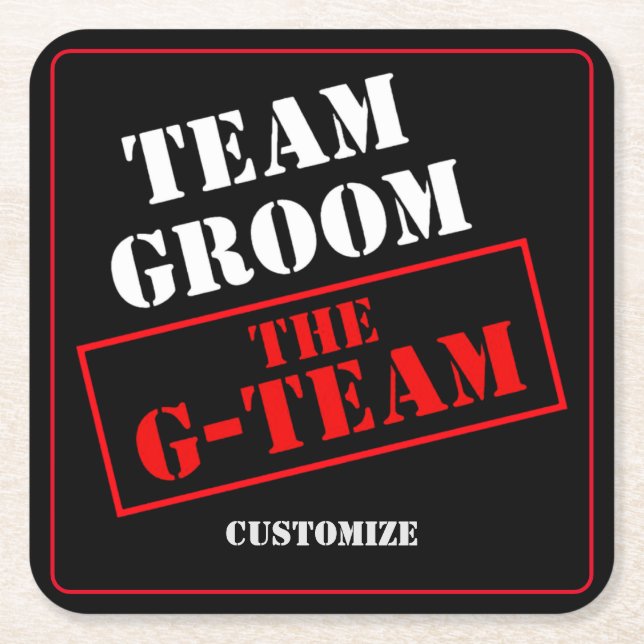 Posavasos Cuadrado De Papel El equipo del G-Team Groom (Anverso)