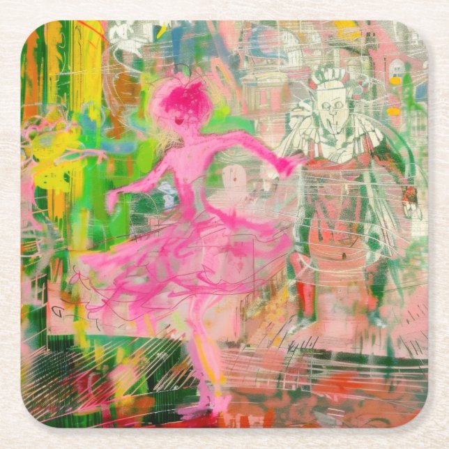 Posavasos Cuadrado De Papel El estalker - Neon Ballet Chaos (Anverso)