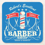 Posavasos Cuadrado De Papel El estilista del peluquero equipa la barbería con<br><div class="desc">Cómo es fresco es para tener su propio práctico de costa temático de la barbería para su propia cueva de la barra, de la barbería o del hombre. Herramientas pasadas de moda de la barbería de las características del diseño. Colores rojos, azules y blancos. Barbería excelente, afeitado y corte de...</div>