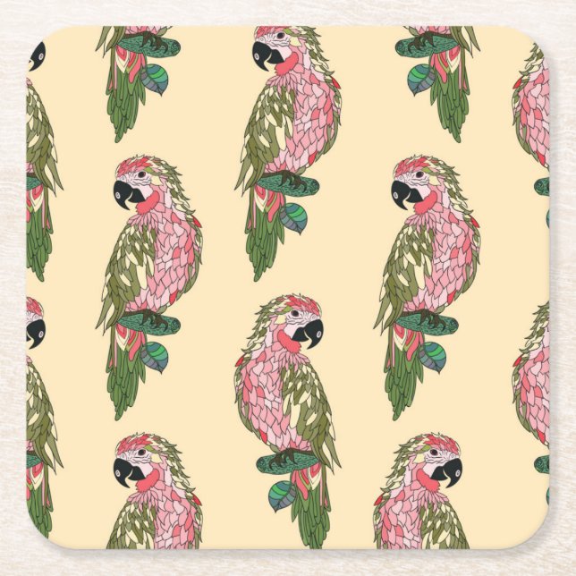 Posavasos Cuadrado De Papel El estilo de Zentangle repite mecánicamente 2 (Anverso)