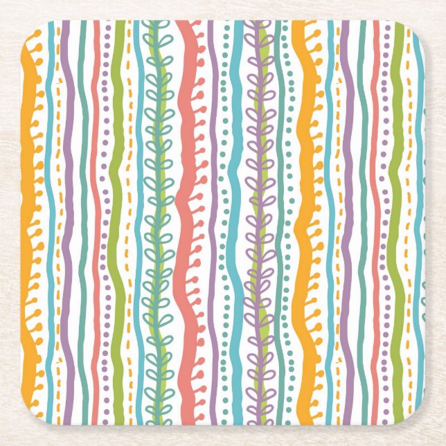 Posavasos Cuadrado De Papel El extracto raya el modelo vertical (Anverso)