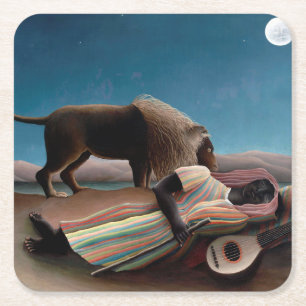 Posavasos Cuadrado De Papel El gitano durmiente, Henri Rousseau