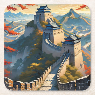 Posavasos Cuadrado De Papel El gran muro de arte de China