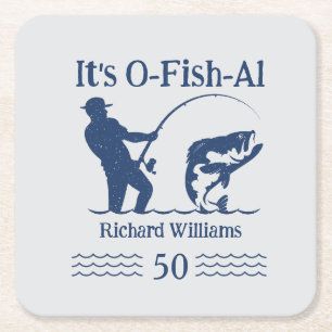 Posavasos Cuadrado De Papel El hombre es la fiesta de cumpleaños 50 del pescad